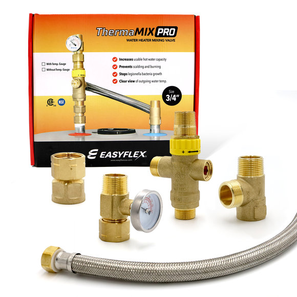 Water Heater Thermostatic Mixing Valve with Braided Connector