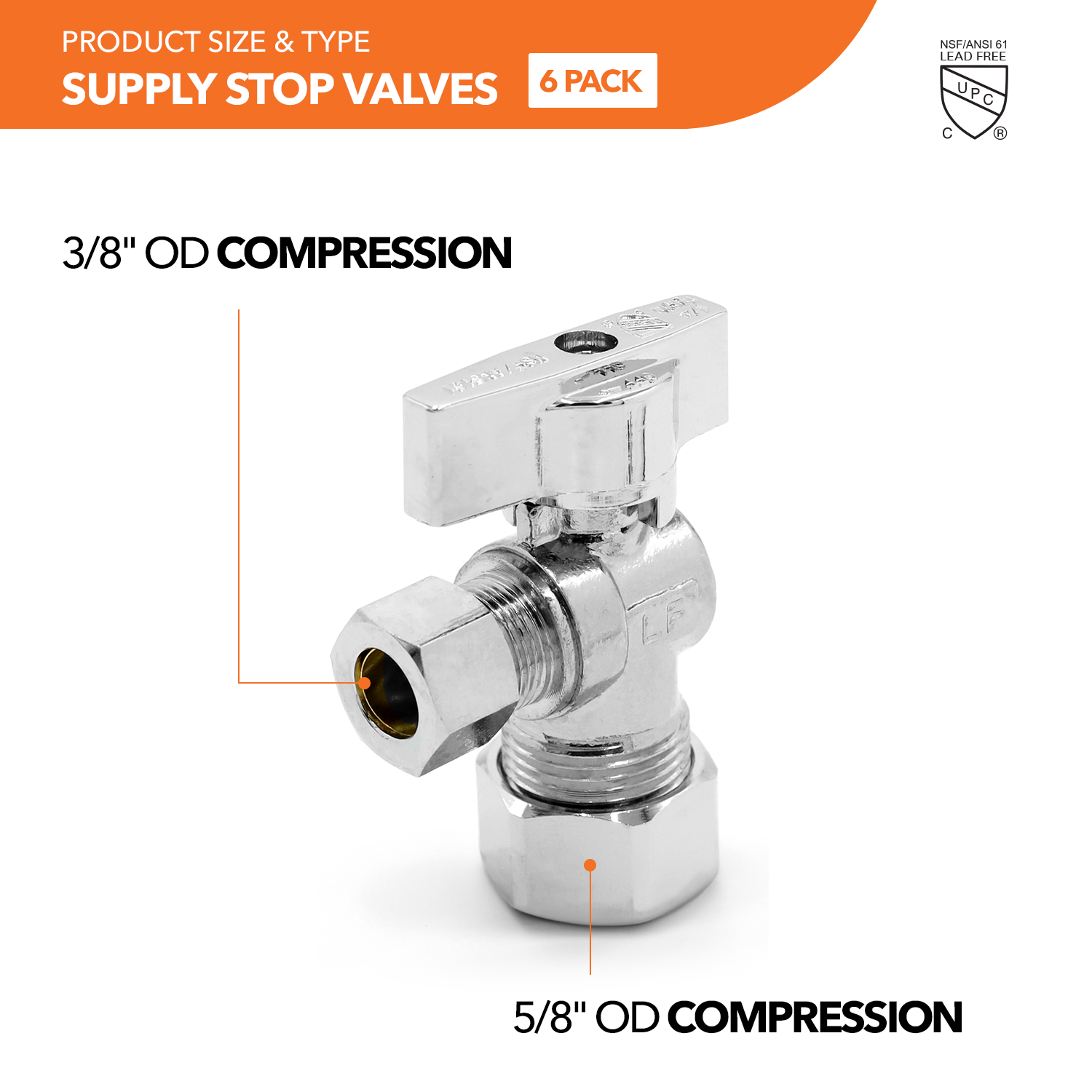 Compression Supply Stop Valve (6 Pack) | HPS: HvacPlumbingShop.com