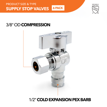 PEX A Expansion Supply Stop Valve (6 Pack) - 0
