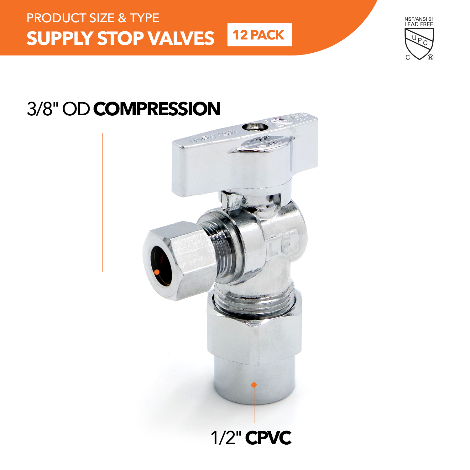 CPVC Supply Stop Valve (12Pack) - 0