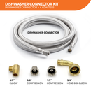 Dishwasher Kit - 3/8" Comp. Braided Dishwasher Connector + Adapters (4)-3