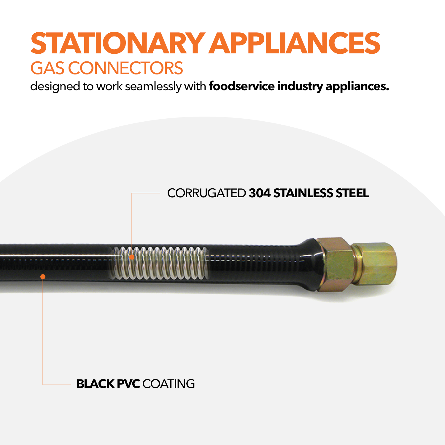 1" OD Black Coated Commercial Gas Connector