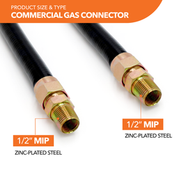 1" OD Black Coated Commercial Gas Connector - 0