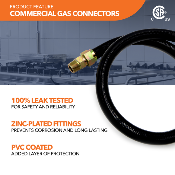 5/8" OD Black Coated Commercial Gas Connector