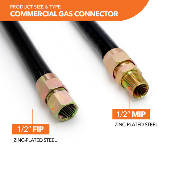 5/8" OD Black Coated Commercial Gas Connector