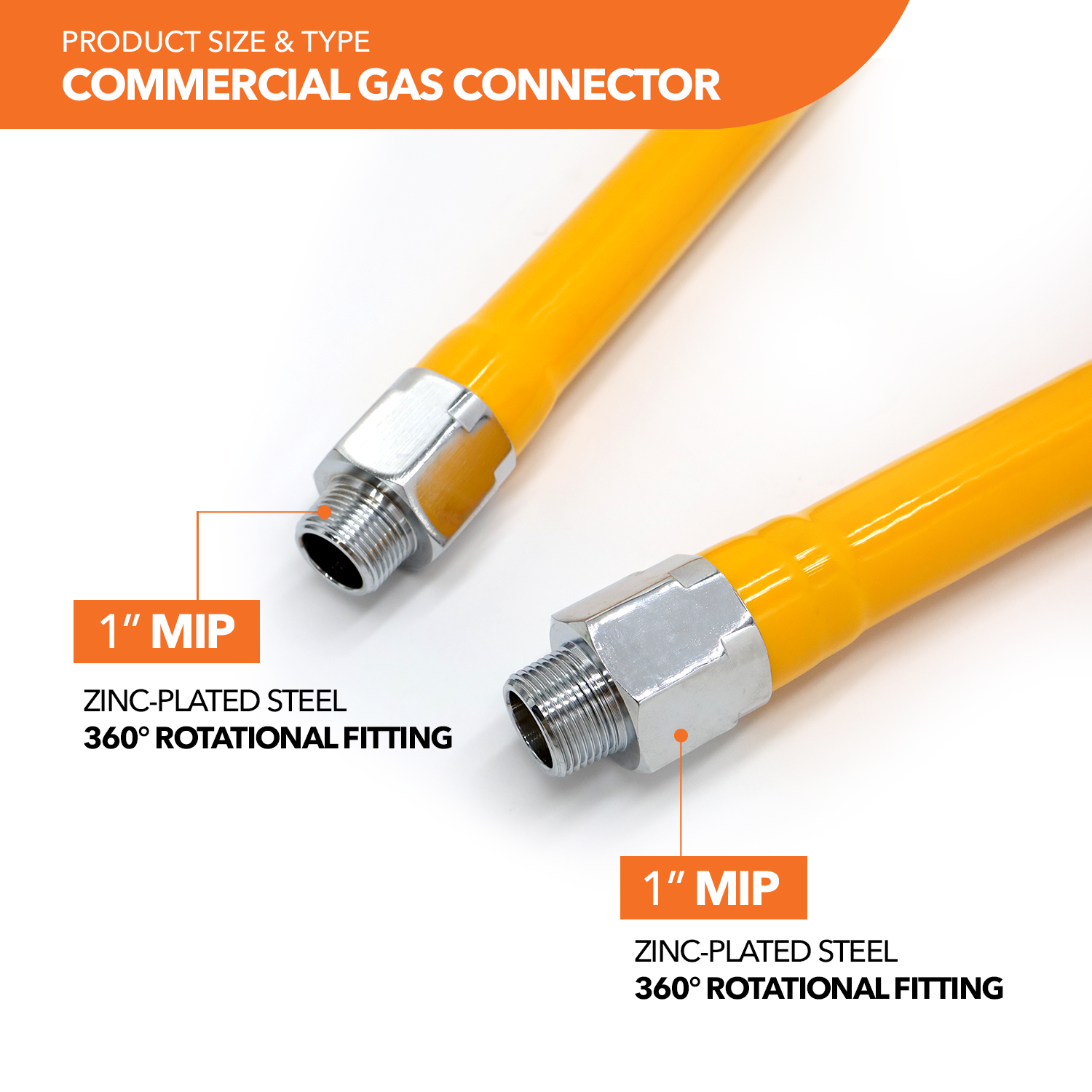 5/8" OD Yellow Coated Commercial Gas Connector - 0