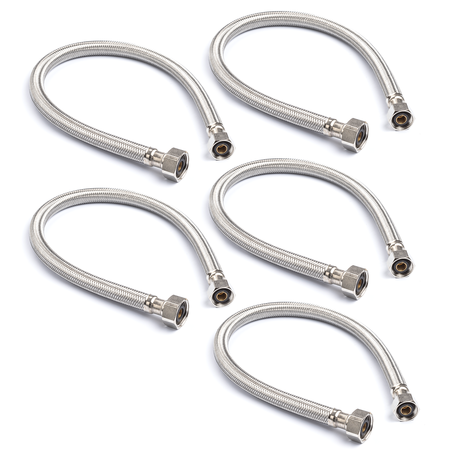 3/8" Comp. x 1/2" FIP Braided Faucet Connector (5 Pack)