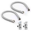 3/8" Comp. x 3/8" Comp. Braided Faucet Connectors (2) + 5/8" Comp. x 3/8" Comp. Supply Stop Valves (2)-1