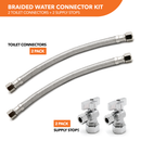 3/8" Comp. x 3/8" Comp. Braided Faucet Connectors (2) + 5/8" Comp. x 3/8" Comp. Supply Stop Valves (2)-2