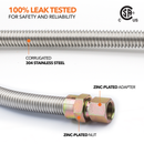 1/2" OD (3/8" ID) Stainless Steel Gas Connector + Fittings (2) + Valve + PTFE Tape-4