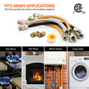 5/8" OD (1/2" ID) Stainless Steel Gas Connector + Fittings (6) + PTFE Tape-5