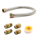 5/8" OD (1/2" ID) Stainless Steel Gas Connector + Fittings (4) + PTFE Tape-1