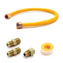 1/2" OD (3/8" ID) Yellow Coated Gas Connector + Fittings (3), and PTFE Tape-1