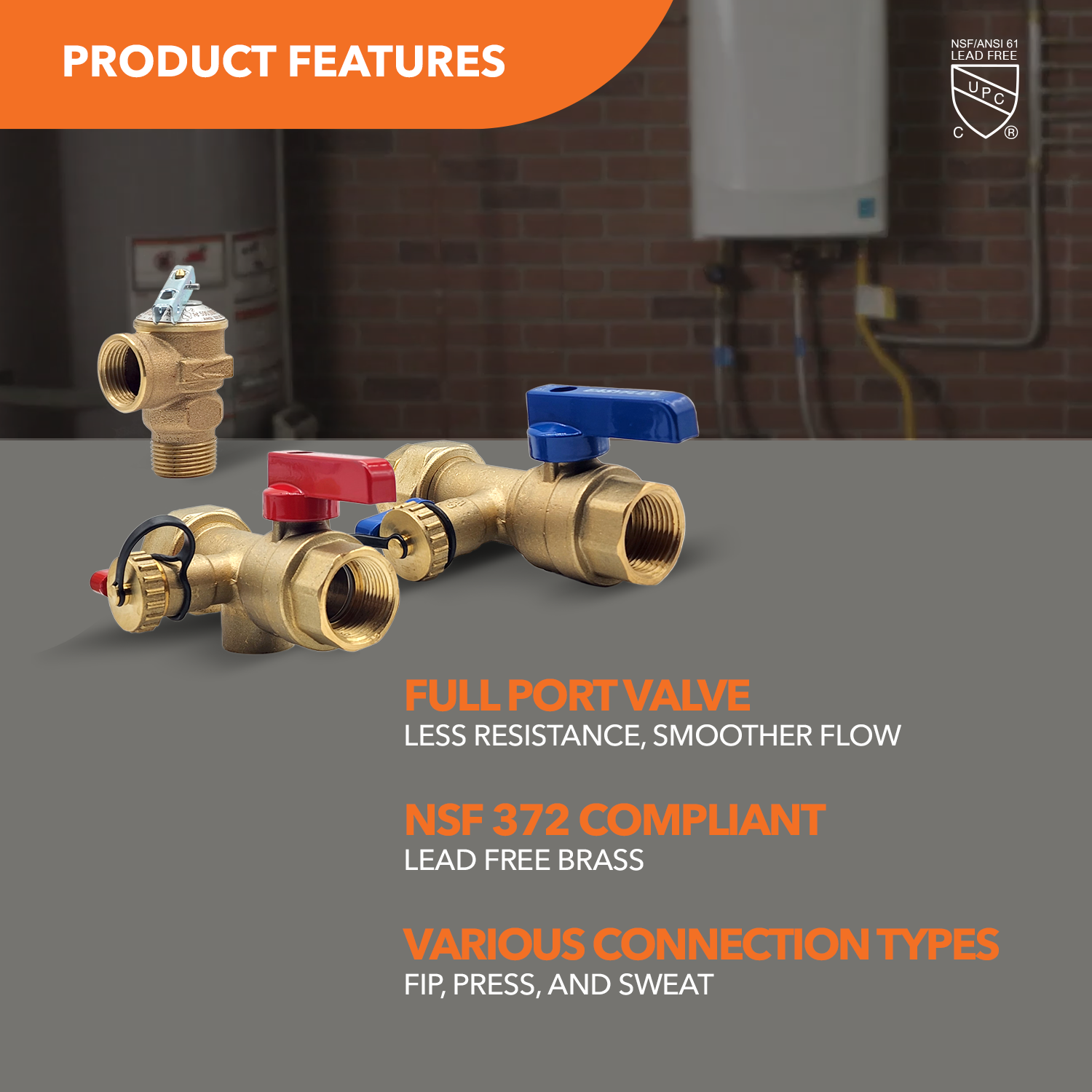 1" FIP Connection Isolation Valve Kit with Pressure Relief Valve