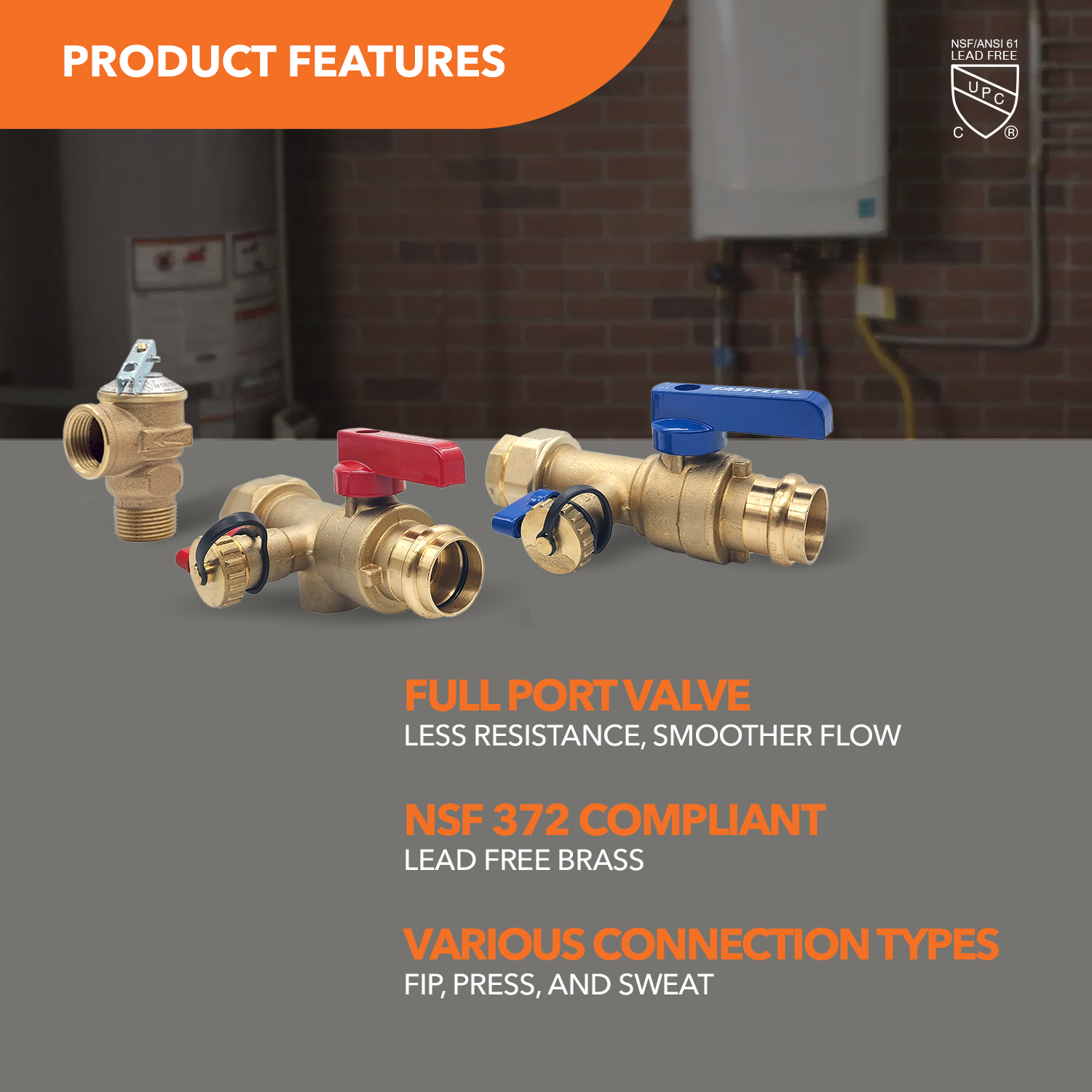 1" Press Connection Isolation Valve Kit with Pressure Relief Valve