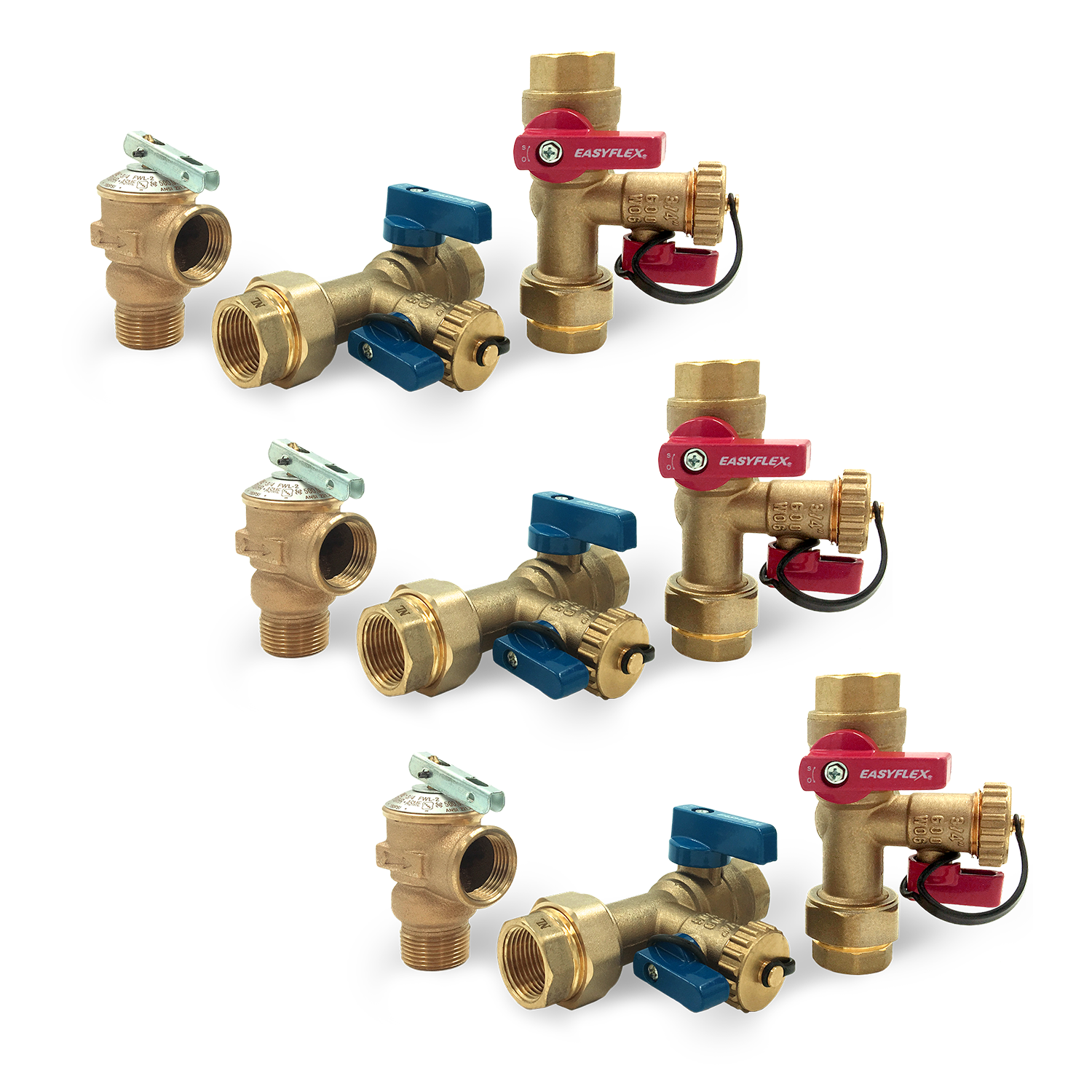 3/4" FIP Connection Isolation Valve Kit with Pressure Relief Valve (3 Pack)