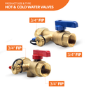 3/4" FIP Connection Isolation Valve Kit with Pressure Relief Valve (3 Pack)-3