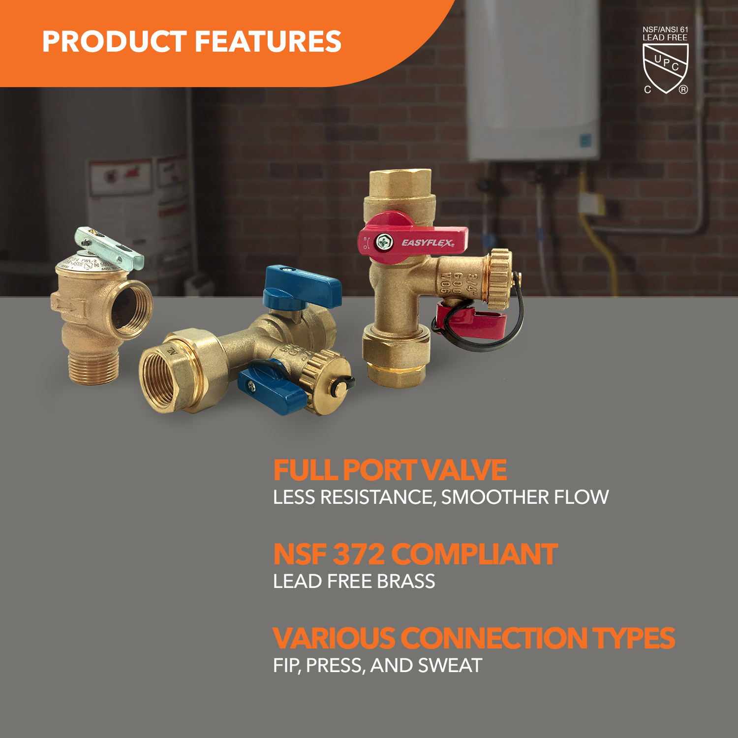 3/4" FIP Connection Isolation Valve Kit with Pressure Relief Valve (3 Pack)