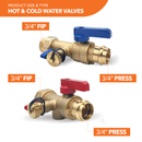 3/4" Press Connection Isolation Valve Kit with Pressure Relief Valve-3