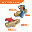 3/4" Sweat Connection Isolation Valve Kit with Pressure Relief Valve (3 Pack)-3