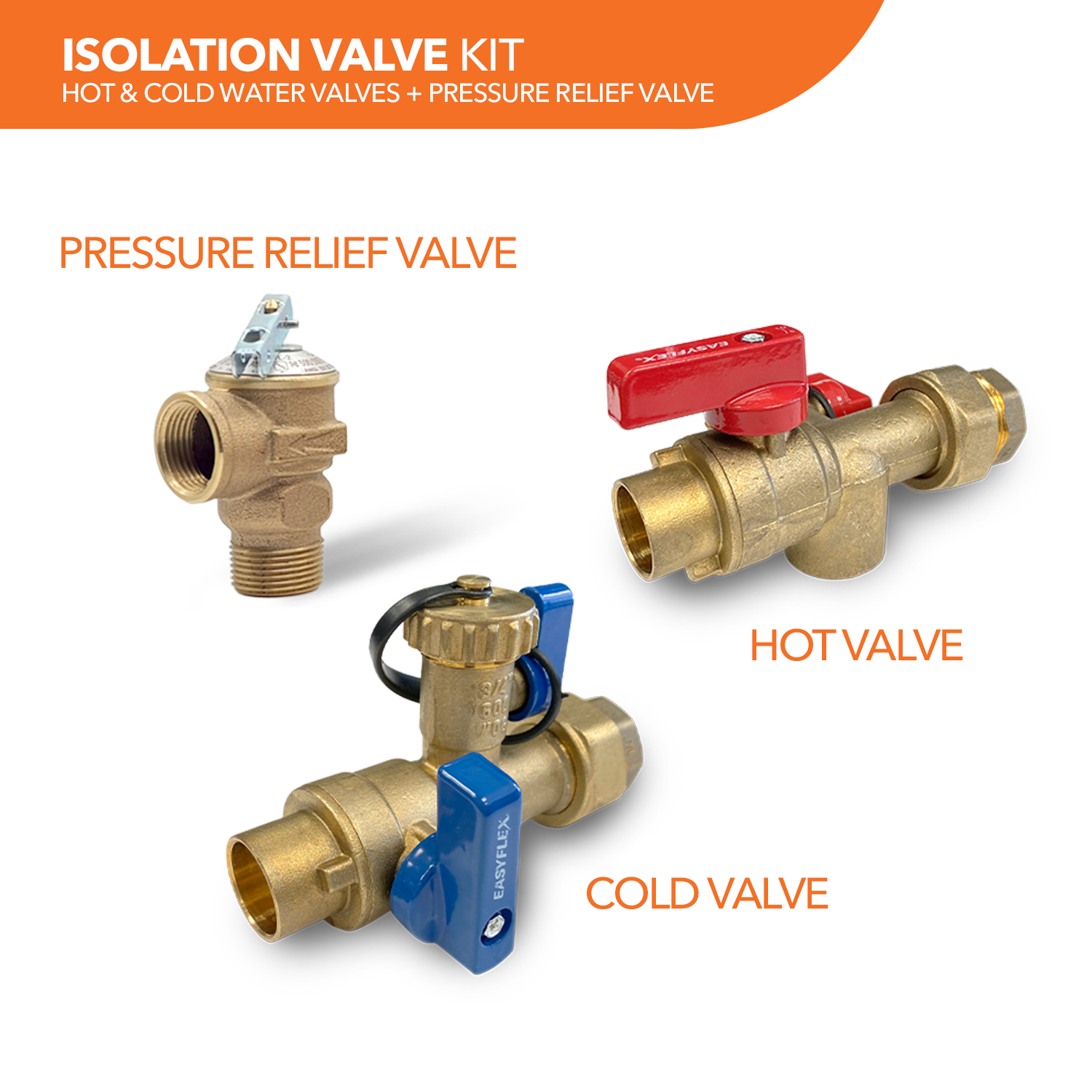 3/4" Sweat Connection Isolation Valve Kit with Pressure Relief Valve - 0