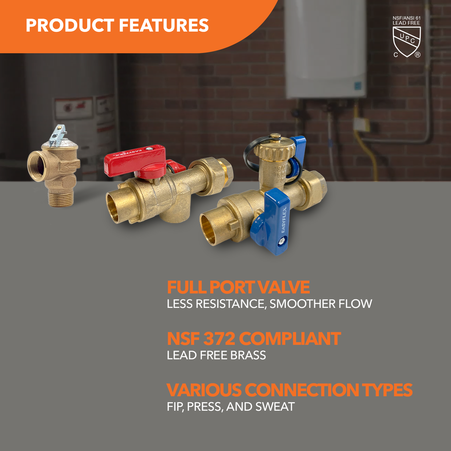 3/4" Sweat Connection Isolation Valve Kit with Pressure Relief Valve