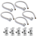 Ballcock Braided Toilet Connectors (5) + Supply Stop Valves (5)-1