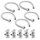 Metal Ballcock Braided Toilet Connectors (5) + Supply Stop Valves (5)-1