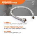 Metal Ballcock Braided Toilet Connectors (5) + Supply Stop Valves (5)-4