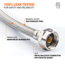 3/8" Comp. x 7/8" Metal Ballcock Braided Toilet Connector (5 Pack)-3