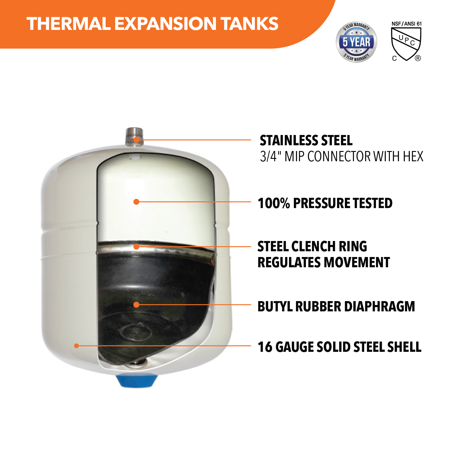Thermal Expansion Tank 4.5 Gal. | HPS: HvacPlumbingShop.com