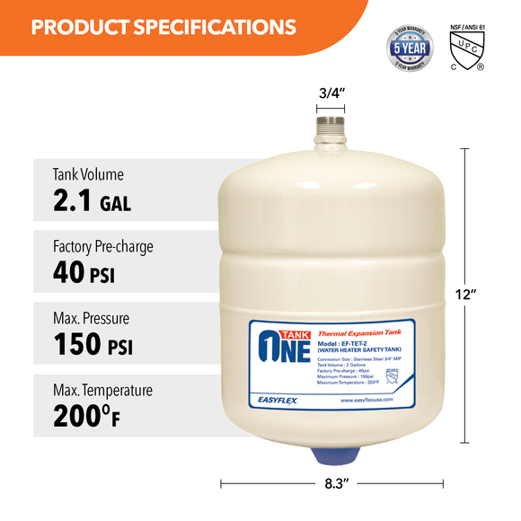 Thermal Expansion Tank 2.1 Gal.