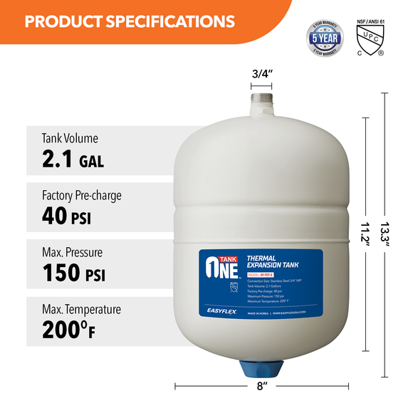 Thermal Expansion Tank 2.1 Gal.
