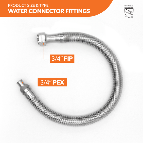 3/4" FIP x 3/4" PEX B Crimp Water Heater Connector