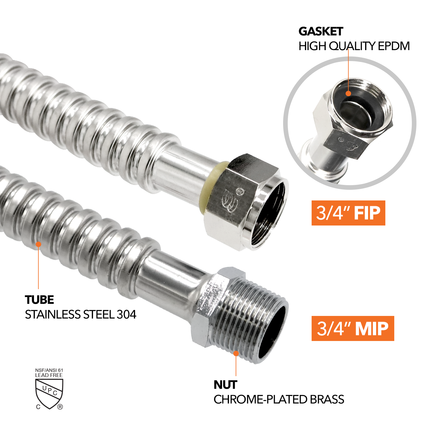 3/4" FIP x 3/4" MIP Water Heater Connector