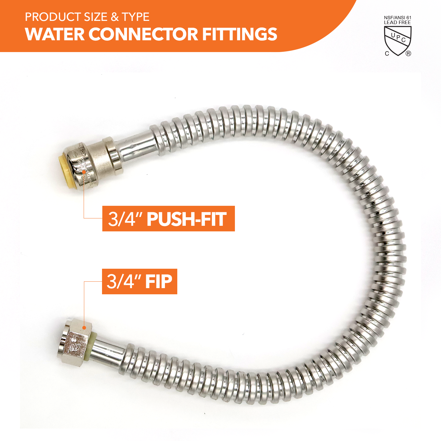 3/4" FIP x 3/4" Push Fit Water Heater Connector - 0